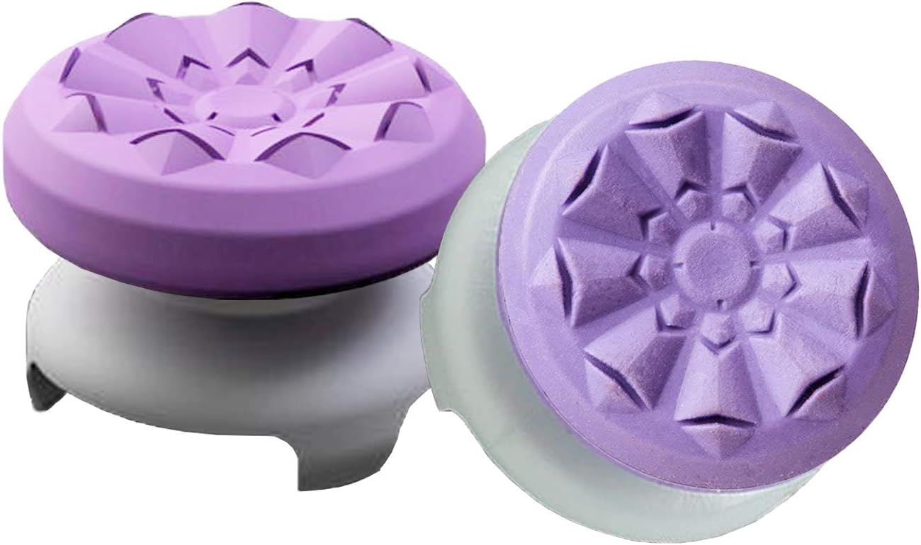 TEUVO Thumb Grips, Silicone Thumb Stick Grips Caps for PS4 Controller and for PS5 Controller Thumbsticks to Help with Aim, Control and Accuracy Reduce Thumb Fatigue, Purple, 2 Pcs