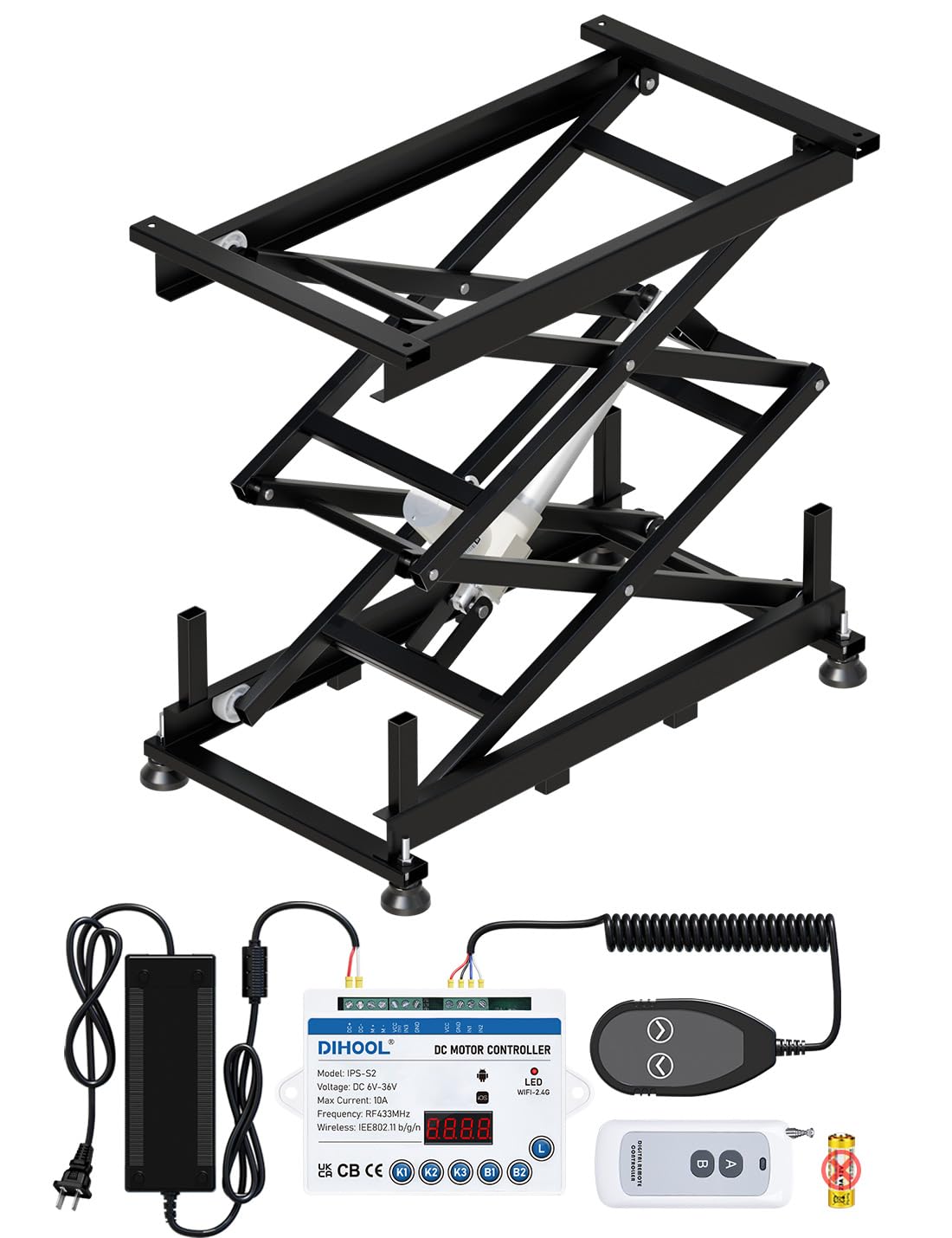 DIHOOL Electric Scissor Lift Table 180Lbs Capacity, 265-1100MM Height Adjustable Lifting Platform