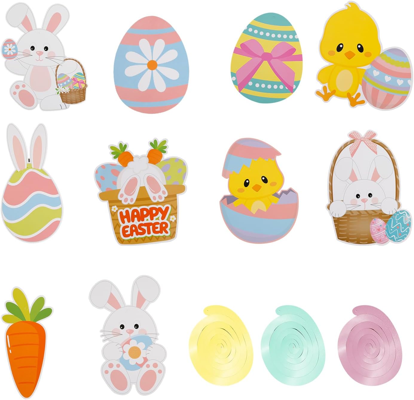 Tabanzhe Easter Bunny Spiral Hanging Decorations - Whimsical Bunny Carnival Delight for Easter Celebrations - Easter Theme Birthday Party Eggs Spiral Hanging Charm Pendant for Party Supplies