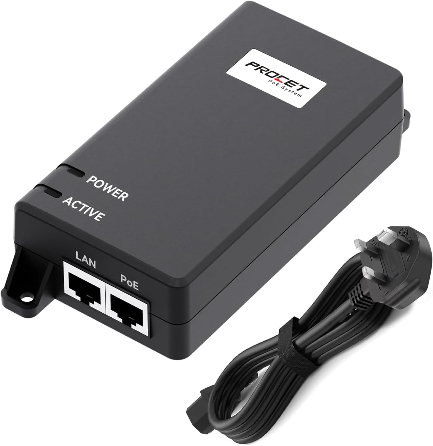 PROCET 10 Gigabit PoE Injector up to 60W PoE++, IEEE802.3af/at Standard Compliance for eero PoE 6/UniFi Wireless Access Point, High Power PTZ Camera, PT-PSE104GB-60-10