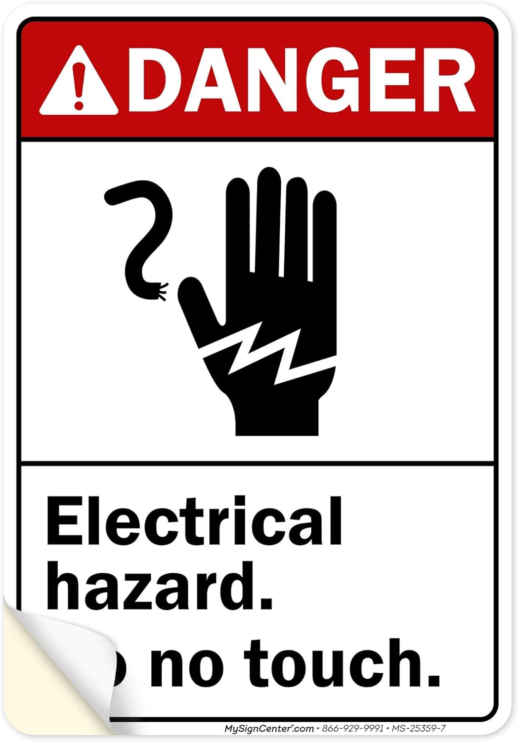 Danger Electrical Hazard Do Not Touch Sign, 10x7 Inches, 4 Mil Vinyl Decal Stickers Weather Resistant, Made in USA by My Sign Center