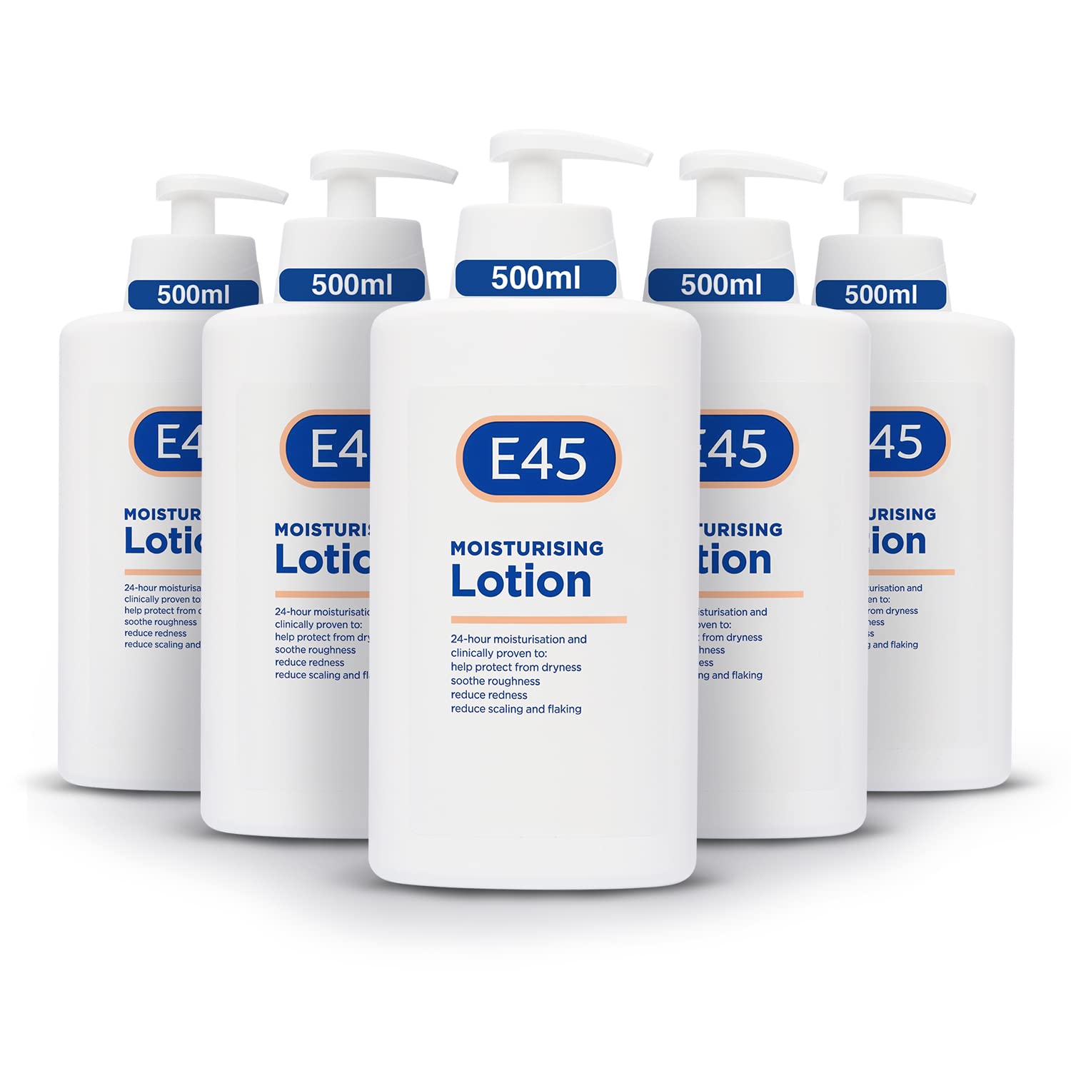 E45 Dermatological Moisturising Lotion, 500 ml, Pack of 5
