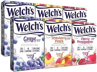 SINGLES TO GO! Welch's Variety Pack - Strawberry Peach, Cherry Pomegranate & Grape Pack of 6