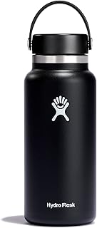 Hydro Flask Wide Mouth vacuum insulated stainless steel water bottle with leakproof closeable lid for cold water drinks, sports, travel, car and school
