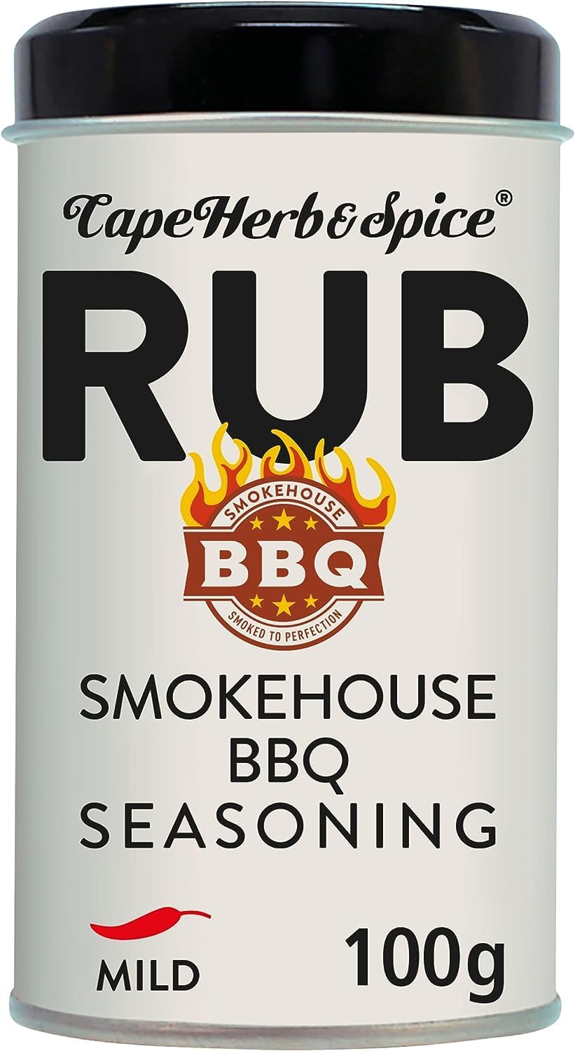 Cape Herb & Spice Rub Smokehouse BBQ Seasoning Condiment Smoked to Perfection, Chilli Rating Mild, 100 g Tin (Pack of 1)
