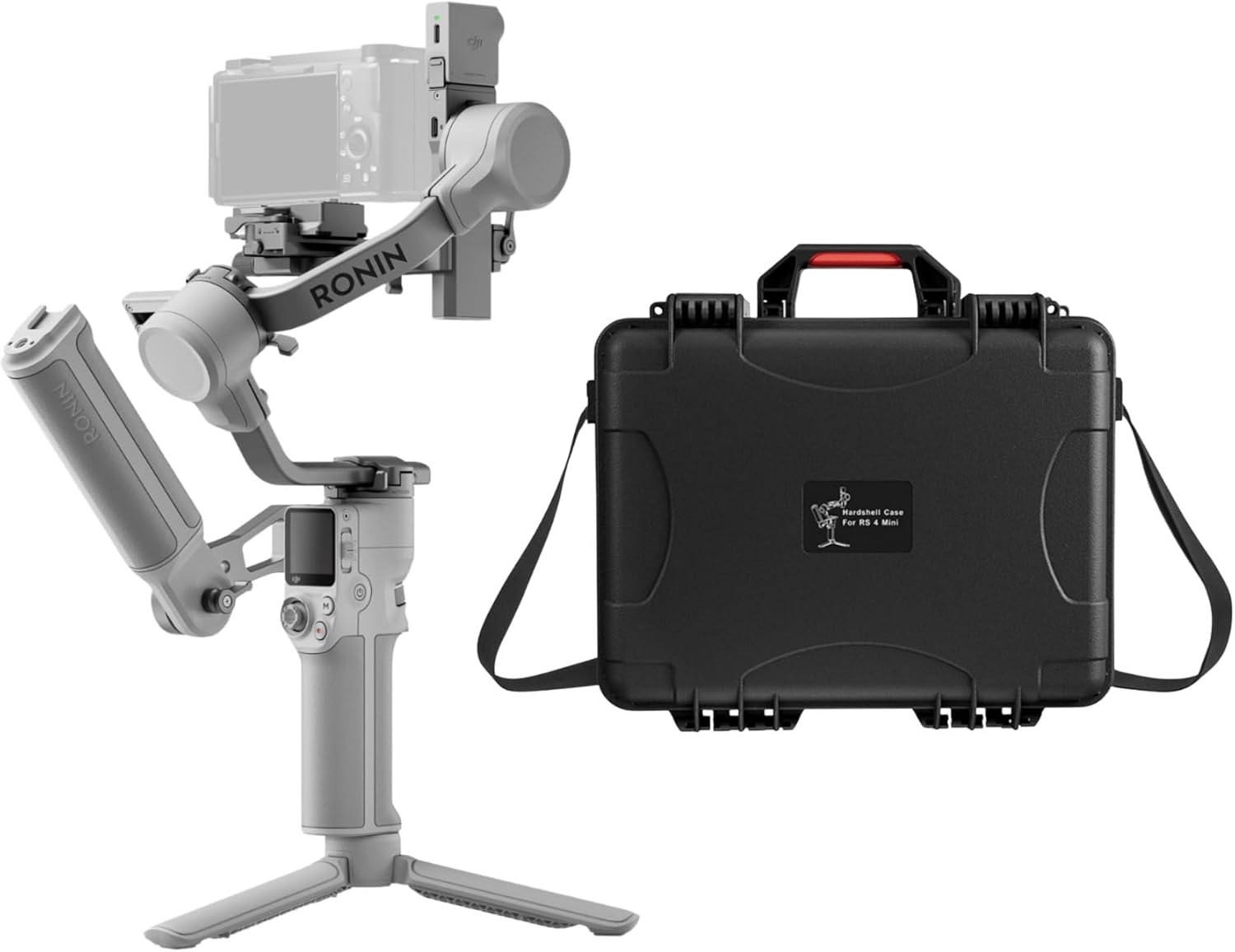 DJI RS 4 Mini Combo Gimbal Stabilizer for Cameras Auto Axis Locks and Intelligent Tracking Bundle with Waterproof Hard Carrying Case (2 Items)