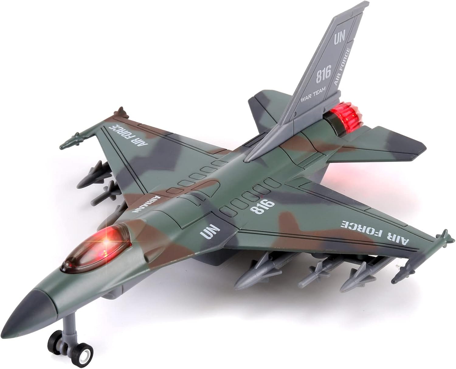 Diecast Fighter Jet Toy Military Falcon Replica Model - 1:400 Scale Airplane Pullback Metal Alloy Aircraft Vehicle with Flashing Lights and Sound