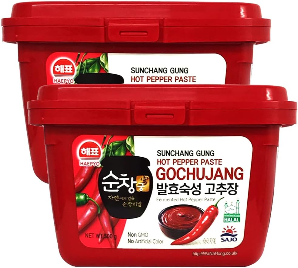 SAJO HAEPYO Korean Hot Pepper Chilli Paste HALAL Gochujang 500g (Pack of 2)