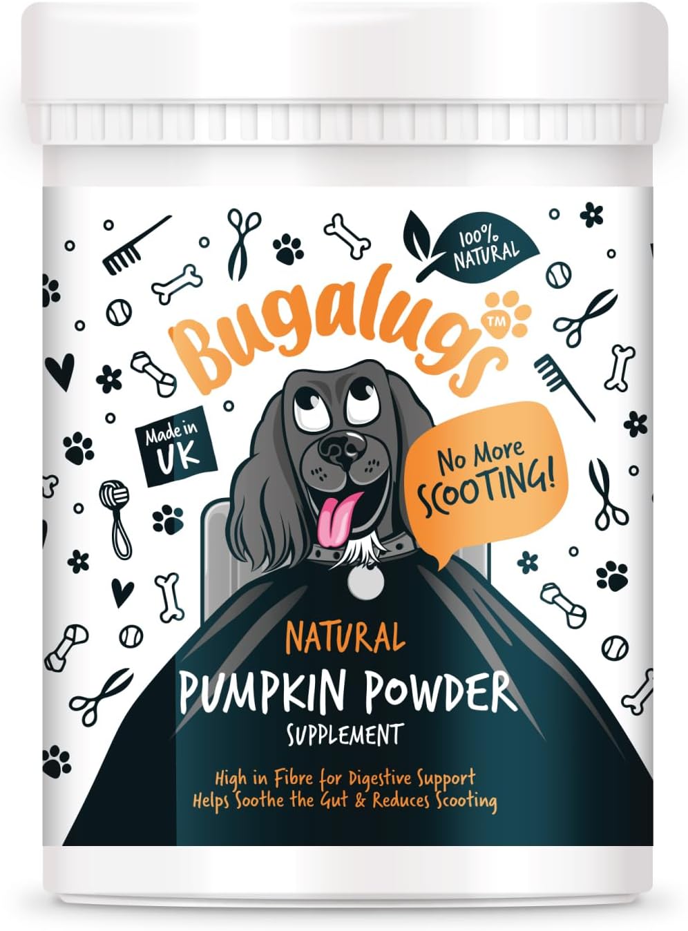 Bugalugs Pumpkin Powder For Dogs- 100% Pure Pumpkin Powder Dog Food Topper, Pumpkin Puree Powder Naturally Rich in Prebiotics & Fibre for Dogs Gut Health & Healthy Stools 200g