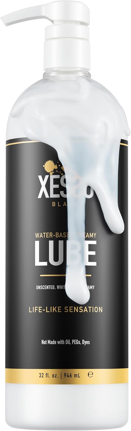 XESSO Water-Based Creamy Lube, Unscented 32 fl oz, Thick White Gel-Like Slippery Glide, Hypoallergenic for Women, Men & Couples. Made in US & Discreet Package. Package May Vary