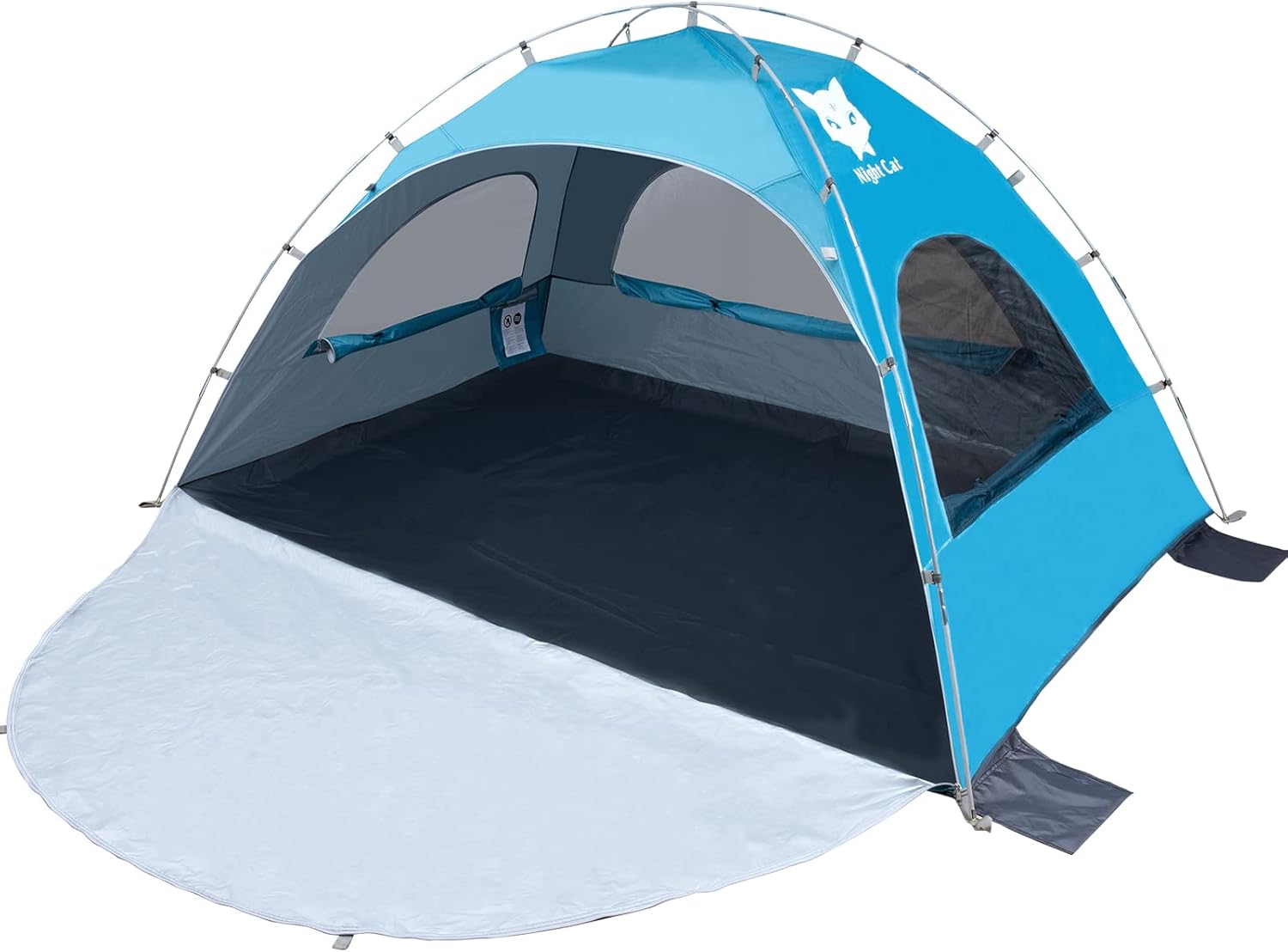 Night Cat Beach Tent Portable Camping Sun Shade Shelter for 2-4 Persons with UV Protection 3 Breathable Mesh Windows Extended Tent Floor Easy Set Up Outdoor