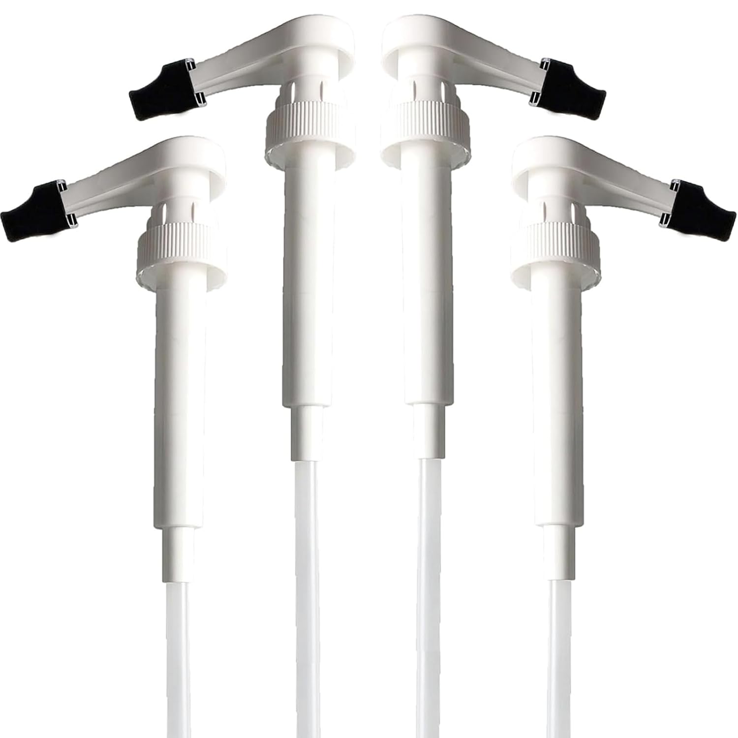 Coffee Syrup Pumps for Monin Syrup Bottles Plastic 1 Liter with Pump Tip Covers Included, 4 Packs, White