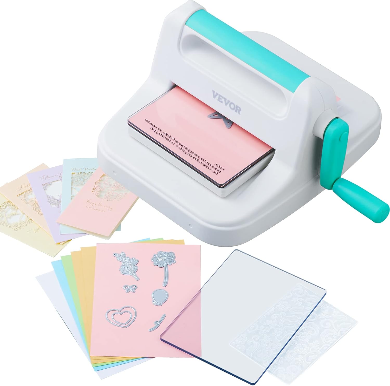VEVOR Manual Die Cutting & Embossing Machine, Portable Cut Machines, 6 inch Opening Scrapbooking Machine Full Kit Included, for Arts & Crafts, Scrapbooking, Card Making and Crafting, White