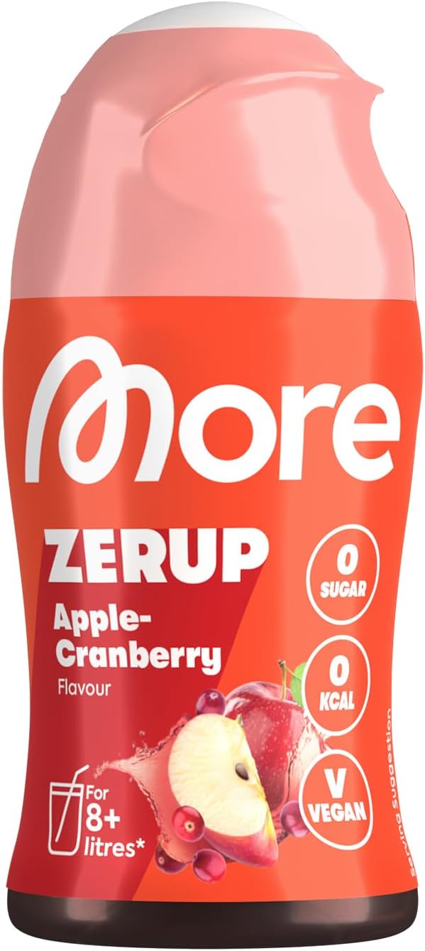 MORE Zerup, Zero Calorie Syrup with Real Fruit Extracts, Apple Cranberry, 65 ml (up to 8 l Softdrink) - Zero Added Sugars