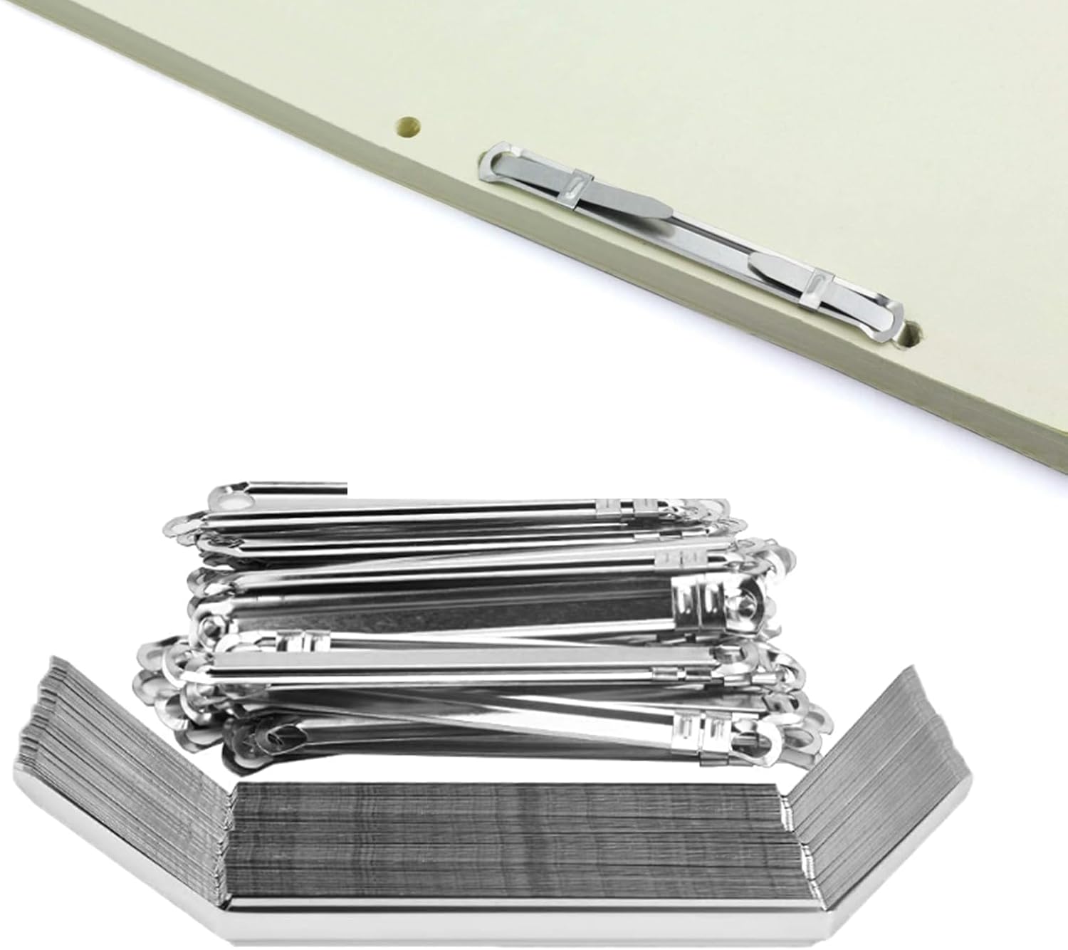 50 Packs Filing Strip Fastener Filing Clip,80mm Prong Paper Fasteners Metal File Fastener Binder Clip Paper Fasteners Loose-Leaf Binding Clamp,Folder Accessories for Home,Work and School Use(Silver)