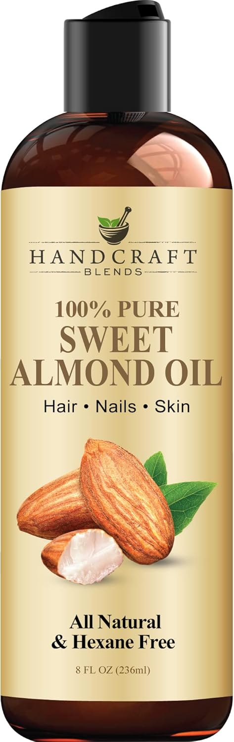 Handcraft Blends Sweet Almond Oil - 236 ml - 100% Pure and Natural - Premium Grade Carrier Oil for Skin and Hair - Hair and Body - Massage - Hexane-Free