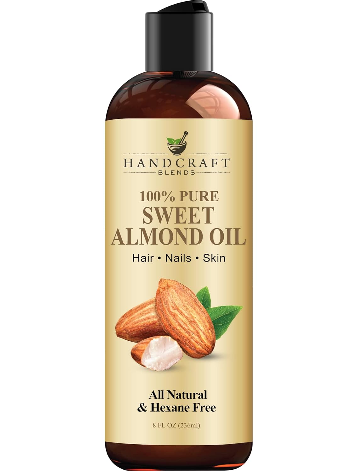 Handcraft Blends Sweet Almond Oil - 8 Fl Oz - 100% Pure and Natural - Premium Grade Carrier Oil for Skin and Hair - Hair and Body - Massage - Hexane-Free