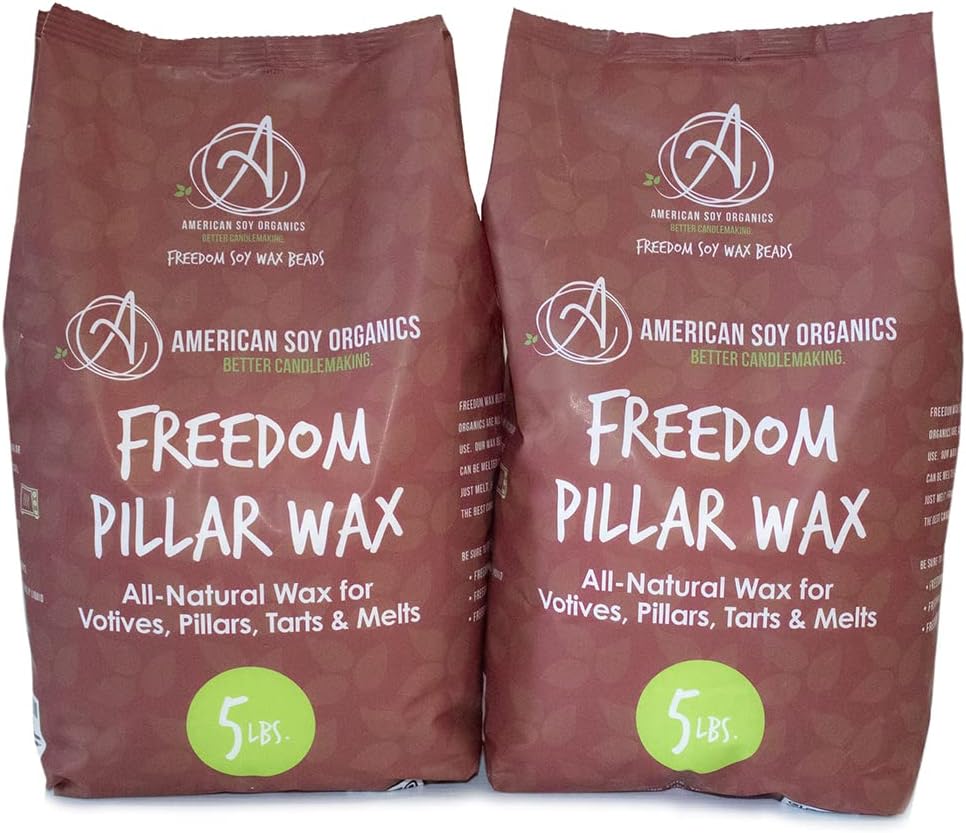 Freedom Soy Wax Beads for Pillar Candle Making - Natural Candle Making Supplies - Paraffin-Free,Beeswax-Free Candle Wax for Votives, Pillars, Tarts, Tealights and Wax Melts 10lbs
