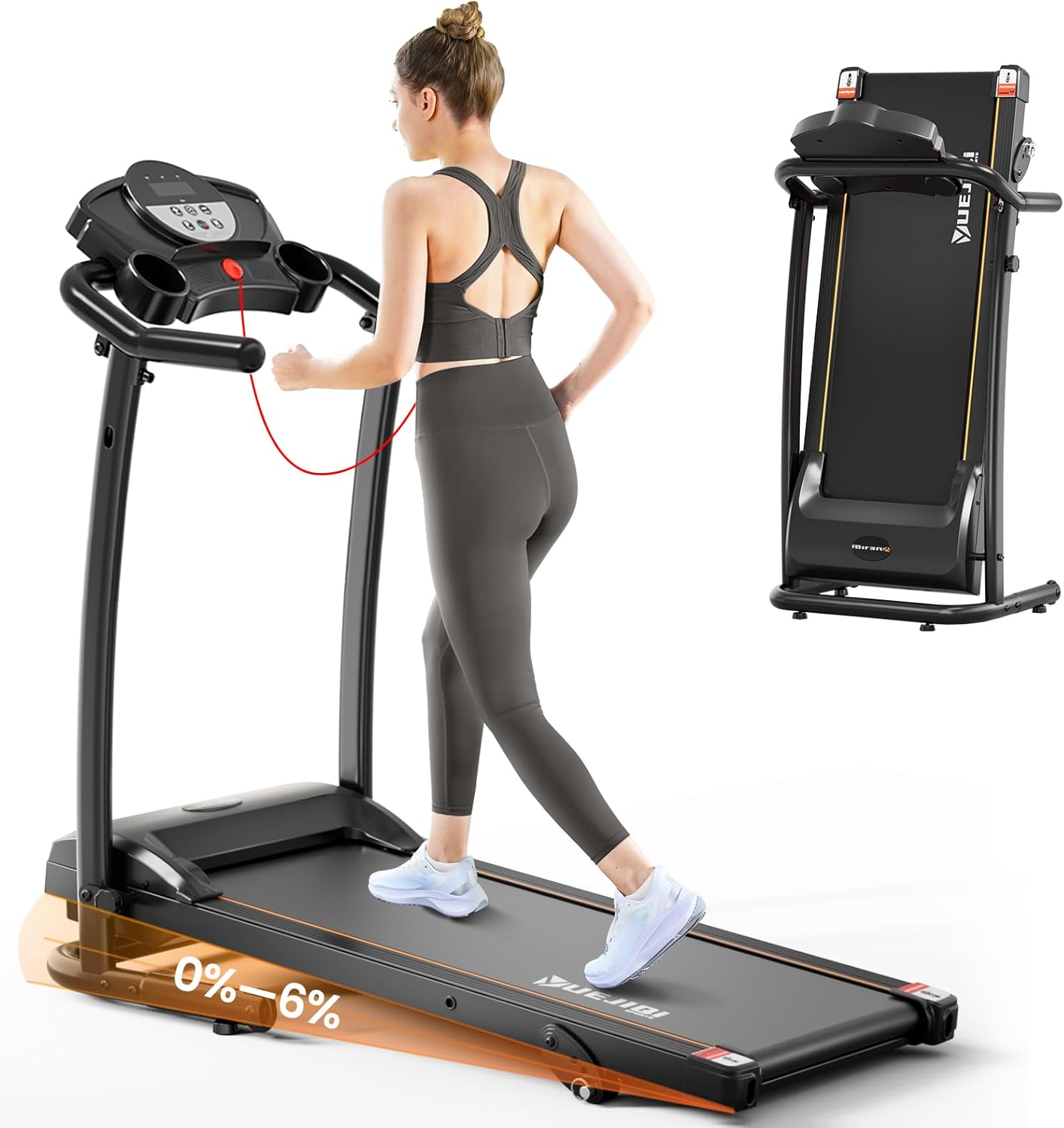 Treadmills for Home, 3.0HP Folding Treadmill with Incline, Small Space Portable Running Machine, 240 Lbs Capacity with 12 Preset PROG, LED Display, Speaker and Cup Holder