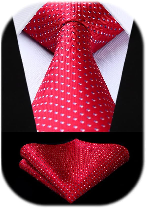 HISDERN Plaid Ties for Men Checked Necktie And Handkerchief Set for Wedding formal Business