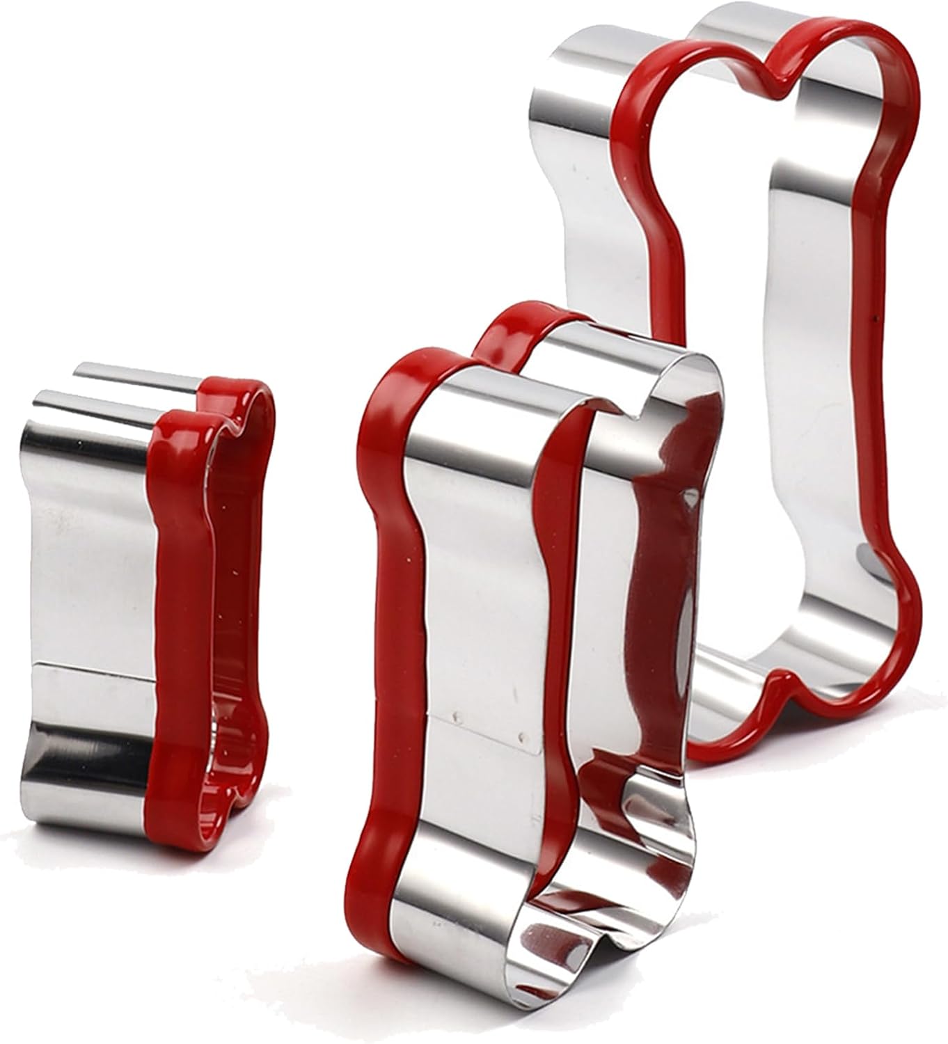3-Piece Dog Bone Cookie Cutters Set (2.36''/3.14''/3.9'') - Coated with Soft PVC for Protection, Non-Slip Baking Tools for Dog Treats & Cookies.By ENBRWAS