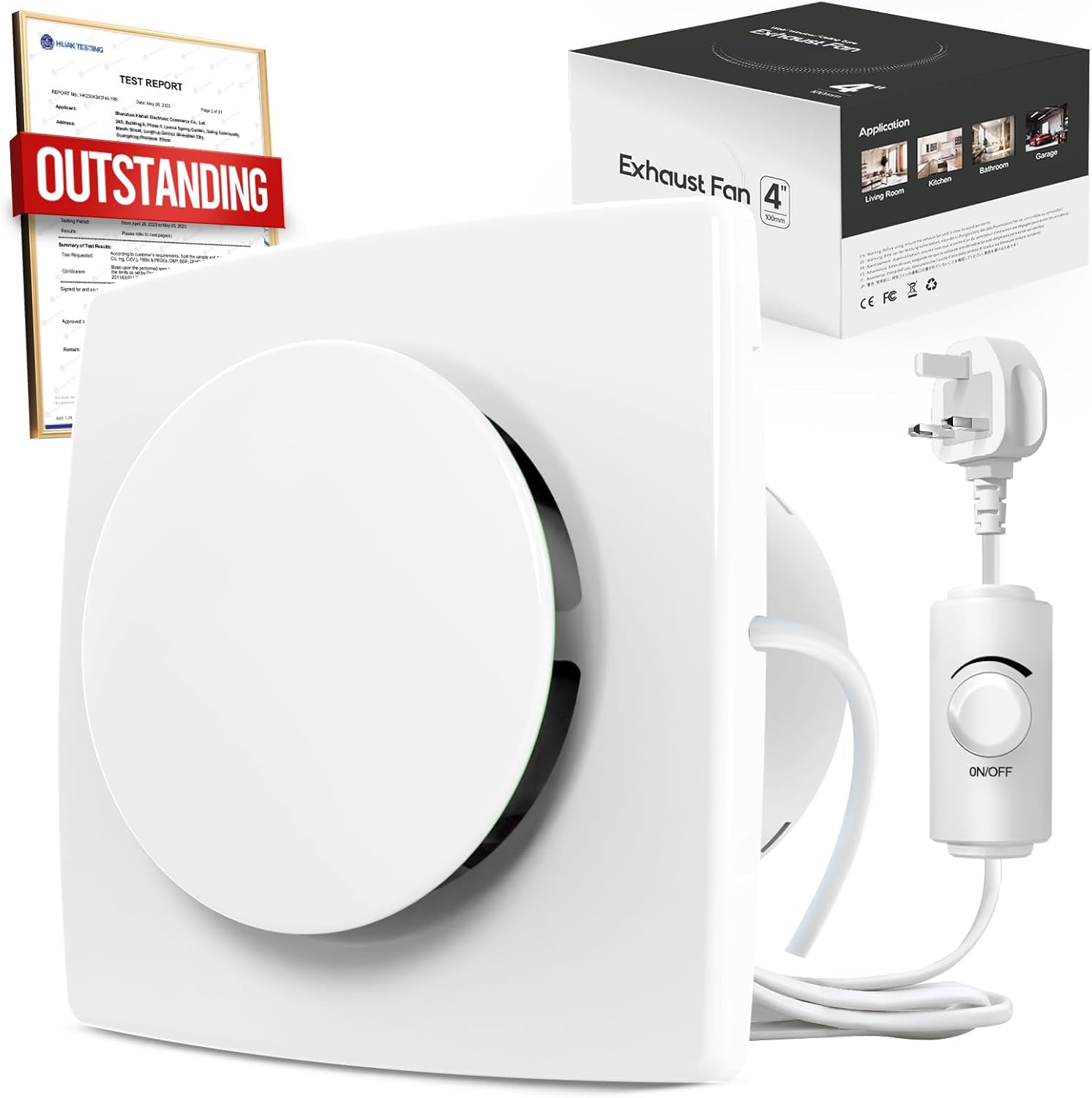 SBONNI 100mm / 4 Inch Bathroom Extractor Fan with Stepless Speed Control - Powerful Silent Ventilation Fan, Easy to Install Bathroom Fan, Suitable for Ceiling Window Wall, Shower Toilet Attic