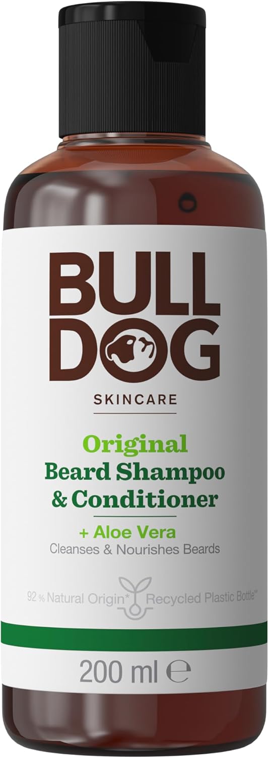 Bulldog Skincare Original Beard Shampoo & Conditioner, Men's Grooming, Beard Moisturiser for Softer, Supple Beards, 200ml