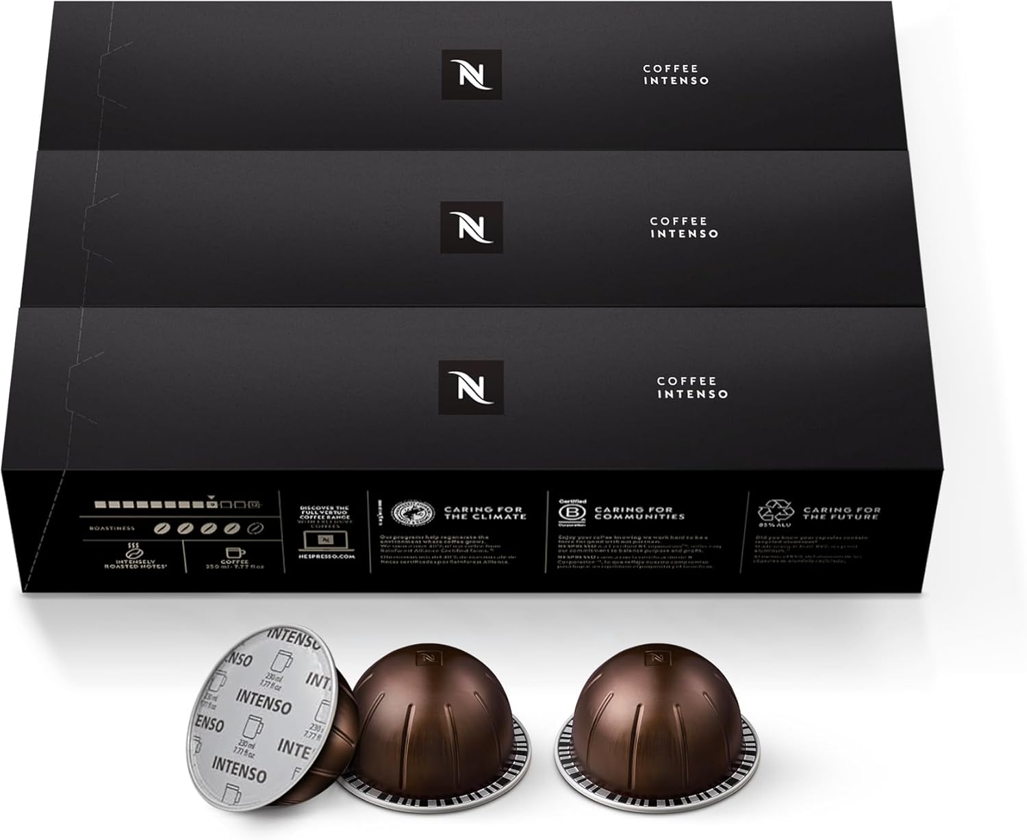 Nespresso Capsules Vertuo, Intenso, Dark Roast Coffee, 30-Count Coffee Pods, Brews 7.8oz.