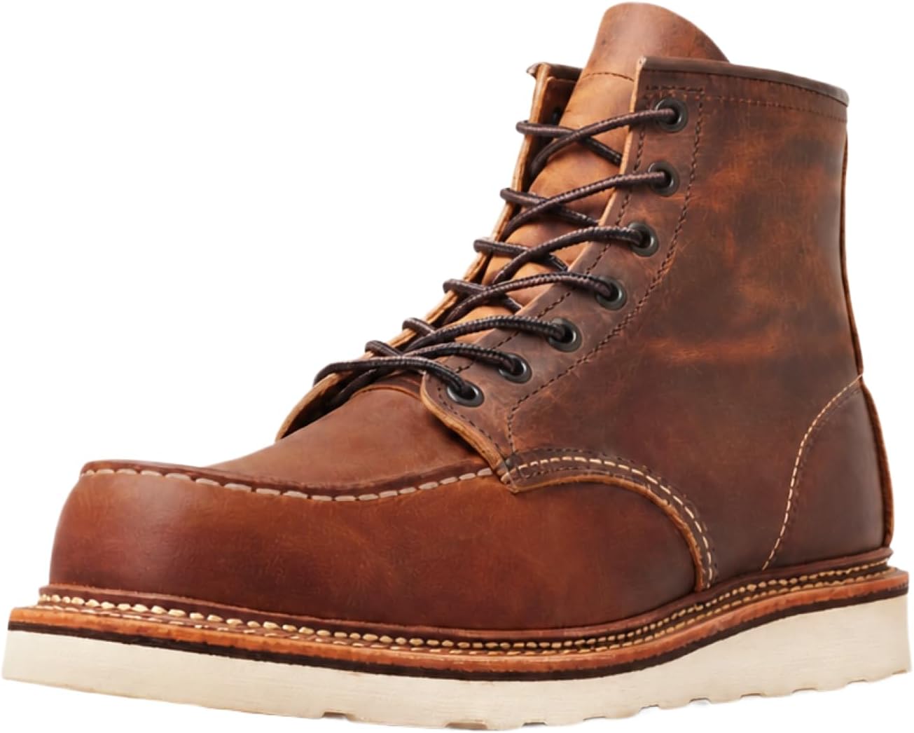 Red Wing Shoes Heritage Classic Moc #1907 Men's 6-Inch Boot, Full Grain Waxed Leather, Traction Tred Wedge Sole, Cooper, 12 Medium (D)