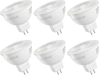 Linkind MR16 LED Bulb Dimmable, GU5.3 Bi-Pin Base 6.5W (70W Equivalent) 3000K Soft White 640lm MR16 Spot Lights, Recessed, Tracking Lights, 12V Low Voltage, 6 Packs