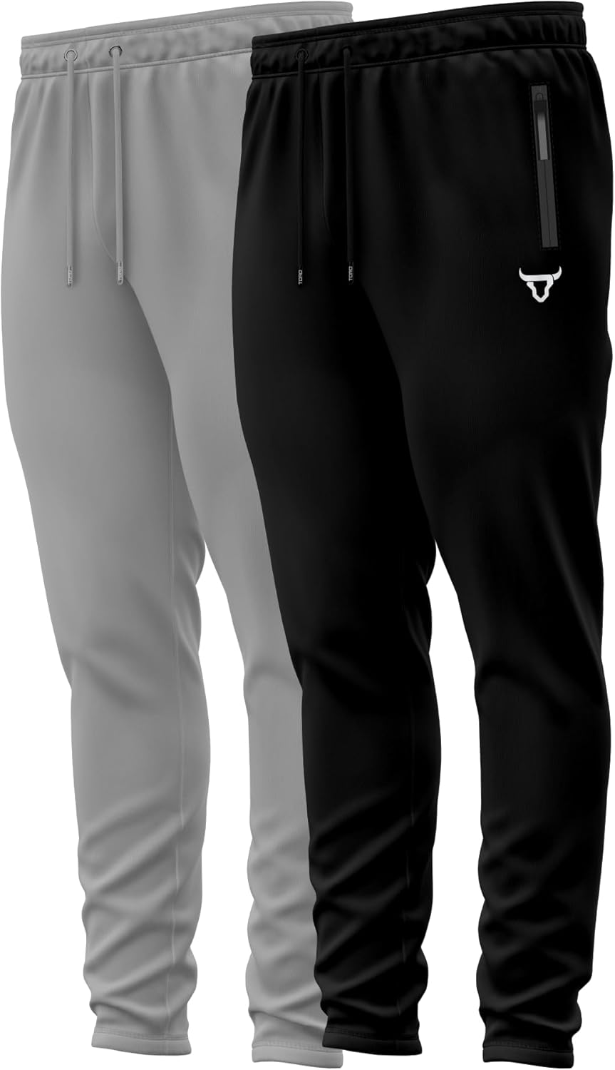 TORO ACTIVA Pack of 2 Tracksuit Bottoms Men Lightweigt Jogging Trousers with Zipper Pockets Work Joggers Fit Sport Casual for Running Gym Training