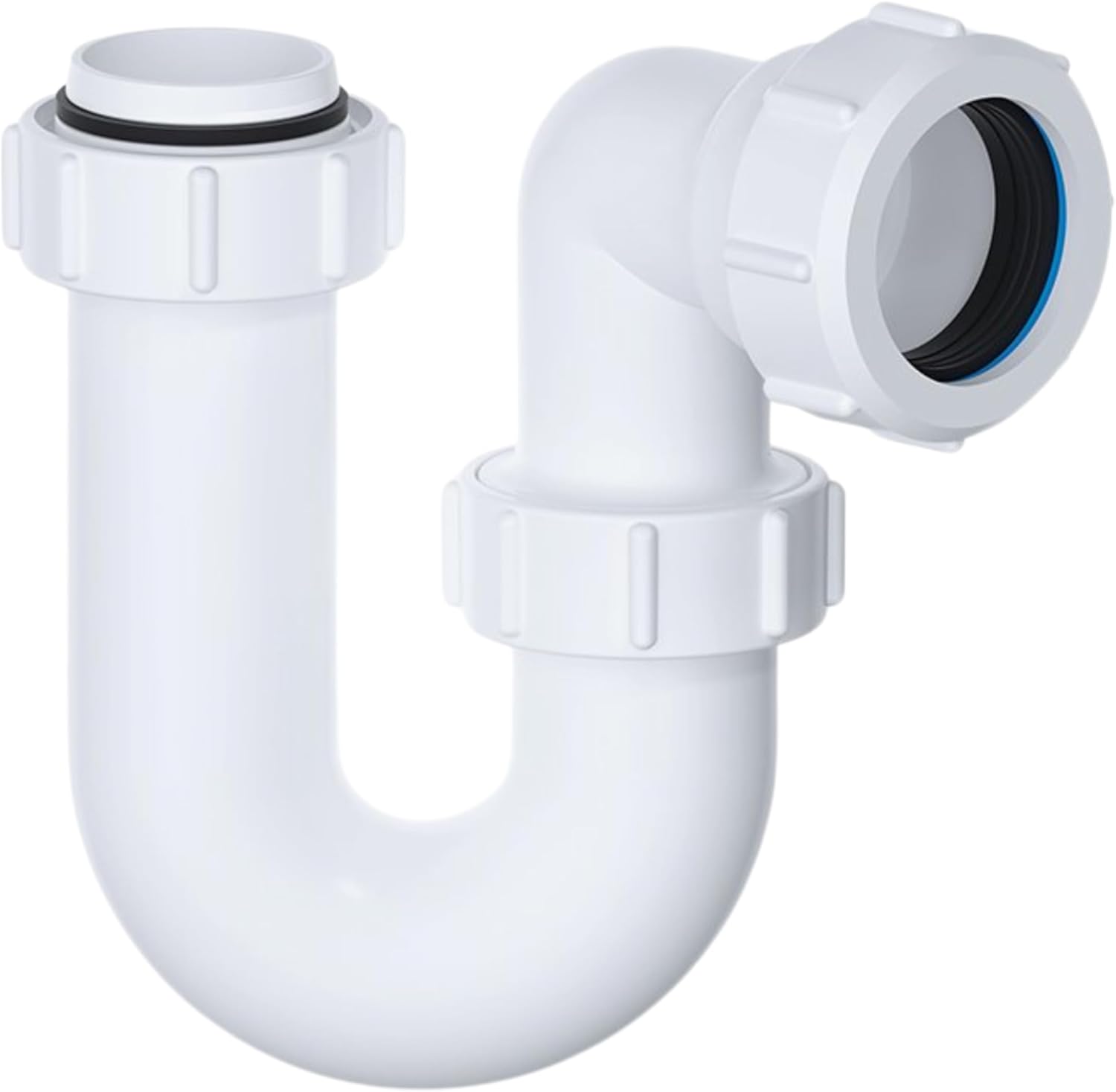 PlumbEZ Multi Swivel P Trap 32mm (1.1/4') with Anti-Slip Ring, Basin Waste Sink Waste Kit, BS EN 274-1:2002 Compliant Basin Trap U Bend, 75mm Trap Seal for Odor Protection