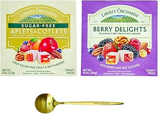 Liberty Orchards SUGAR FREE Aplets and Cotlets & Berry Delights - Turkish Delights Lokum Candy 18oz | Natural, Vegan, Gluten-Free | Pack of 2 with Golden Spoon by SnackWave