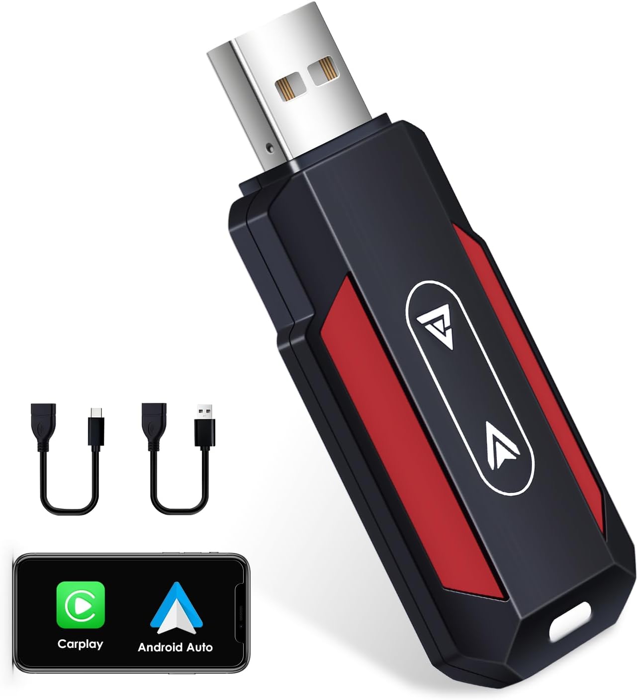 Wireless Carplay & Android auto 2-in-1 Adapter, Plug&Play Bluetooth Converter, Convert Wired to Wireless Carplay Dongle, with USB-A and USB-C, fit for car Built-in Wired carplay/Android auto