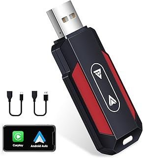 Wireless Carplay & Android auto 2-in-1 Adapter, Plug&Play Bluetooth Converter, Convert Wired to Wireless Carplay Dongle, with USB-A and USB-C, fit for car Built-in Wired carplay/Android auto