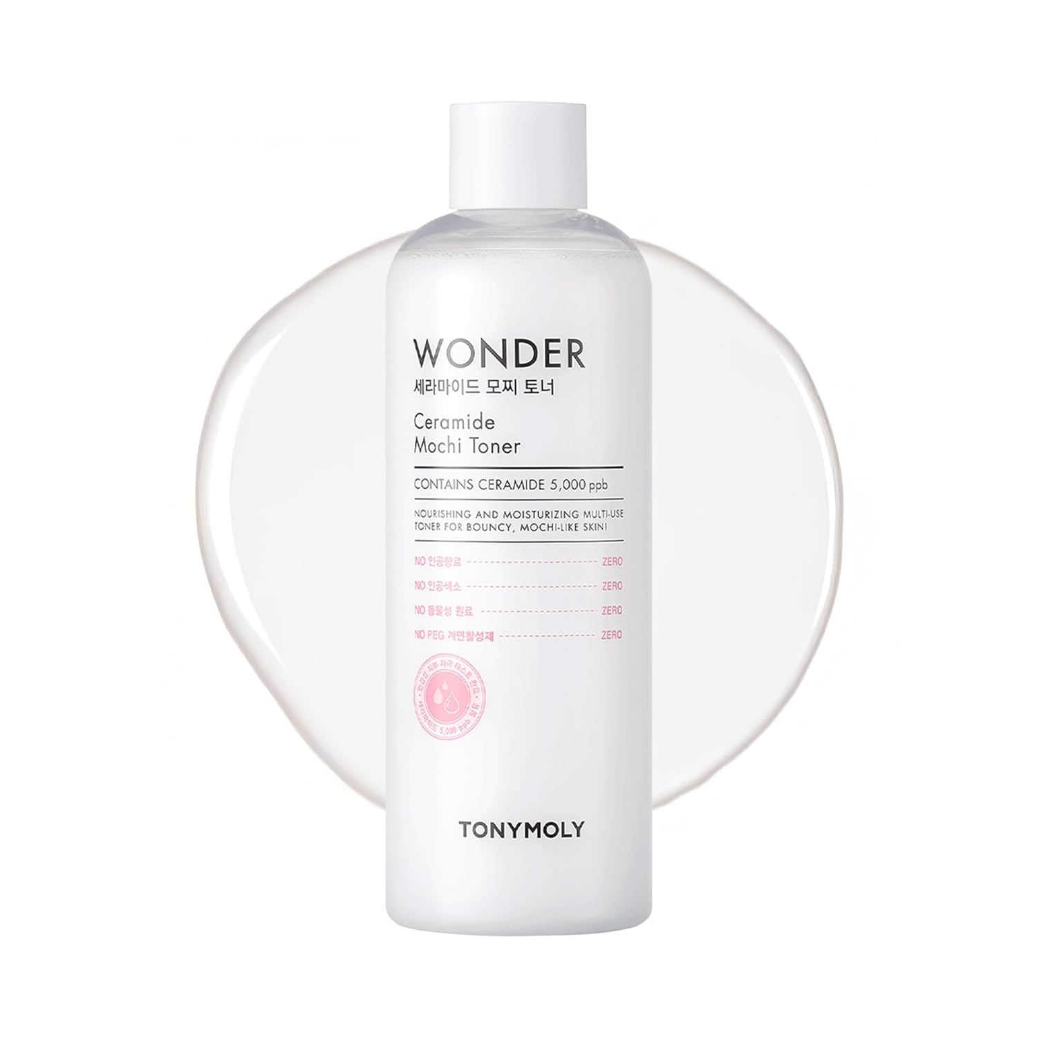 TONYMOLY Wonder Ceramide Mochi Milky Toner – 5,000 ppb Ceramide Barrier Repair Toner for Dry & Sensitive Skin – Hydrating Korean Glass Skin Essence, 16.9 fl oz / 500ml Value Size