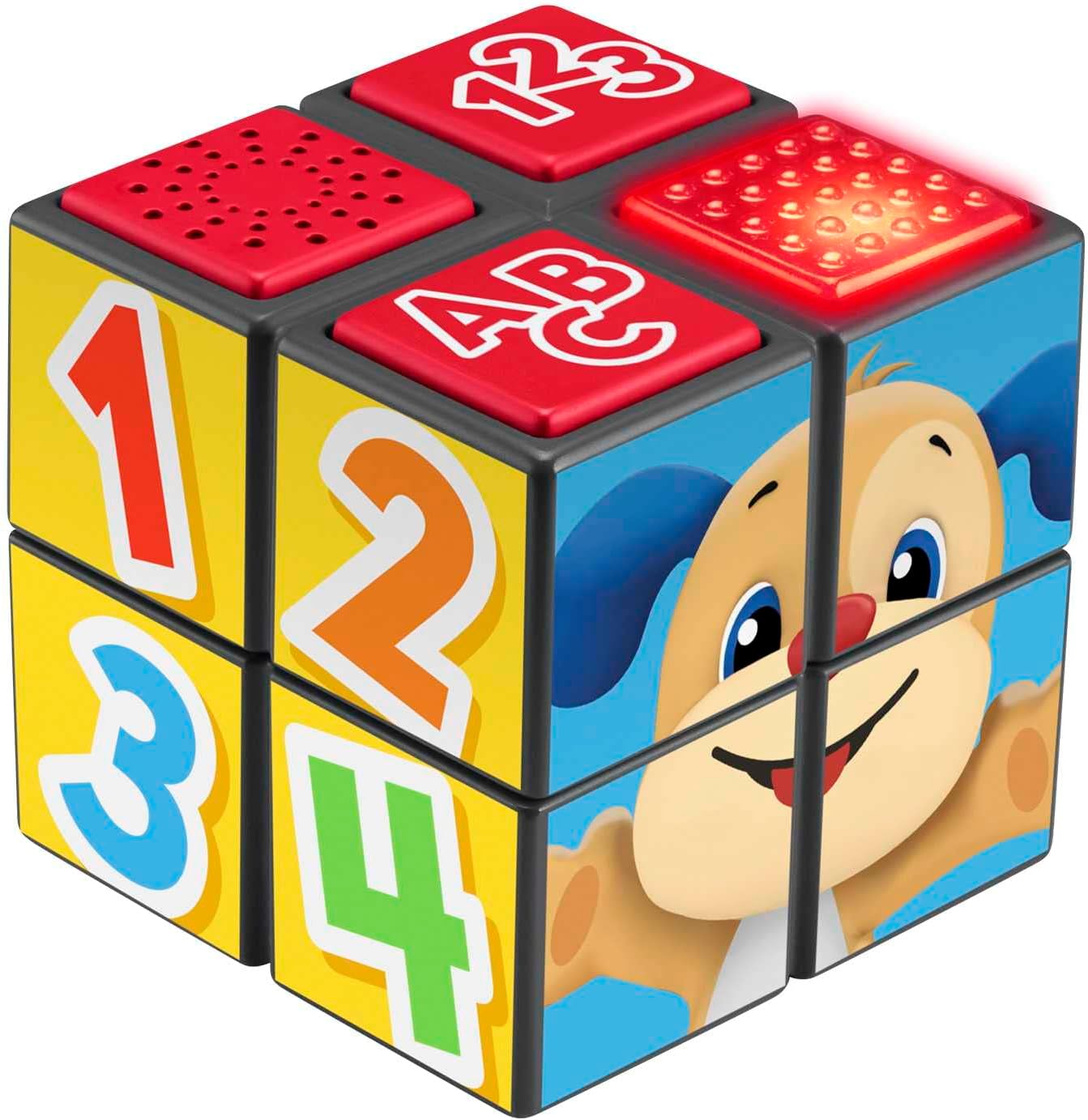 Fisher-Price Baby Learning Toy Laugh & Learn Puppy's Activity Cubewith Lights & Music for Ages 9+ Months, UK English Version, HNH08
