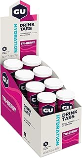 GU Energy Hydration Electrolyte Drink Tablets, Vegan, Gluten Free & Caffeine Free, Enhanced Endurance Sports Drink for Running, Cycling, Triathlon, 8-Count (96 Servings), Tri-Berry