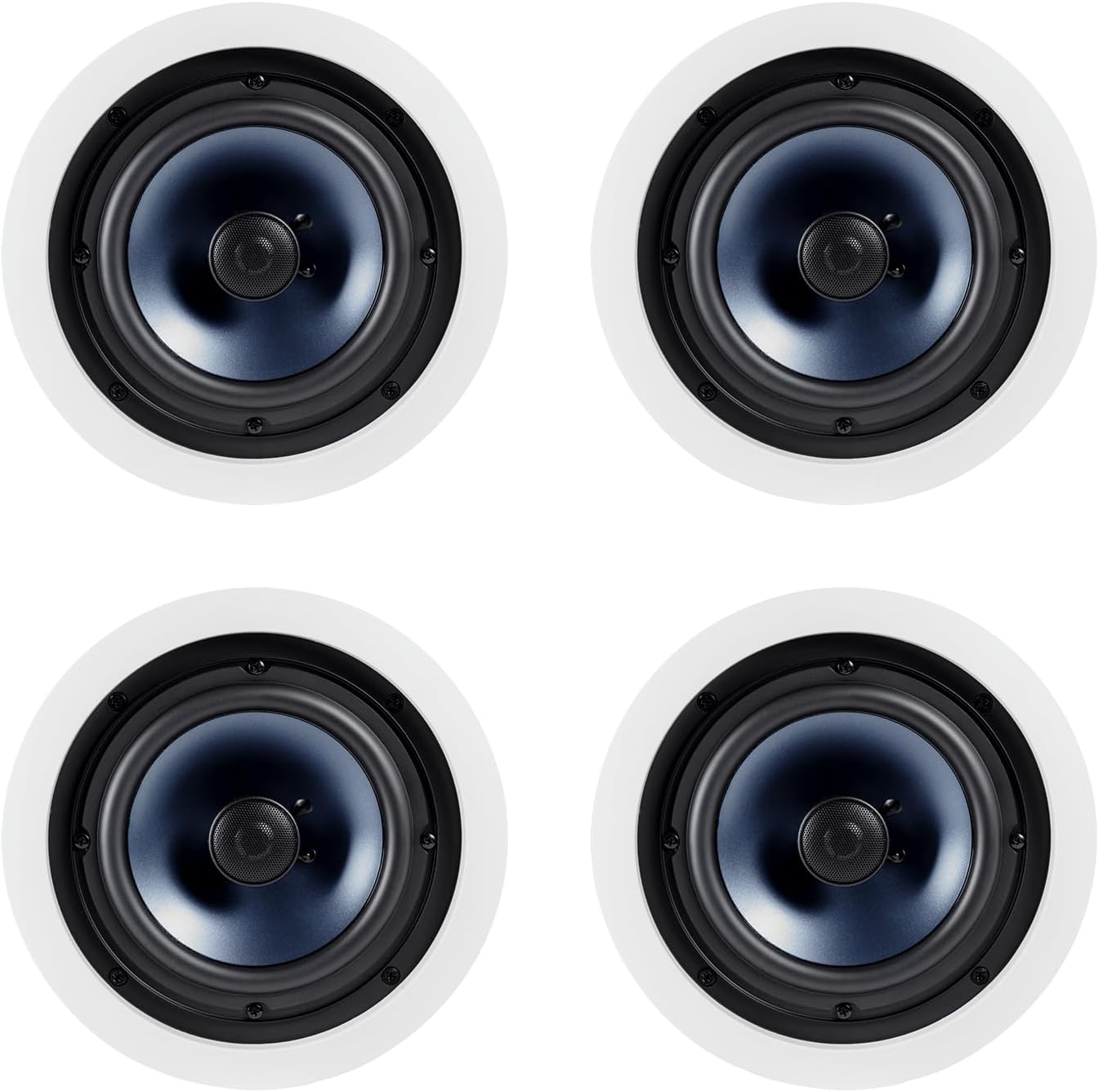 Polk Audio RC80i 2-Way Premium in-Ceiling 8" Round Speakers, Perfect for Damp and Humid Indoor/Outdoor Placement (White, Paintable-Grille) Dual Pairs (4 Speakers)