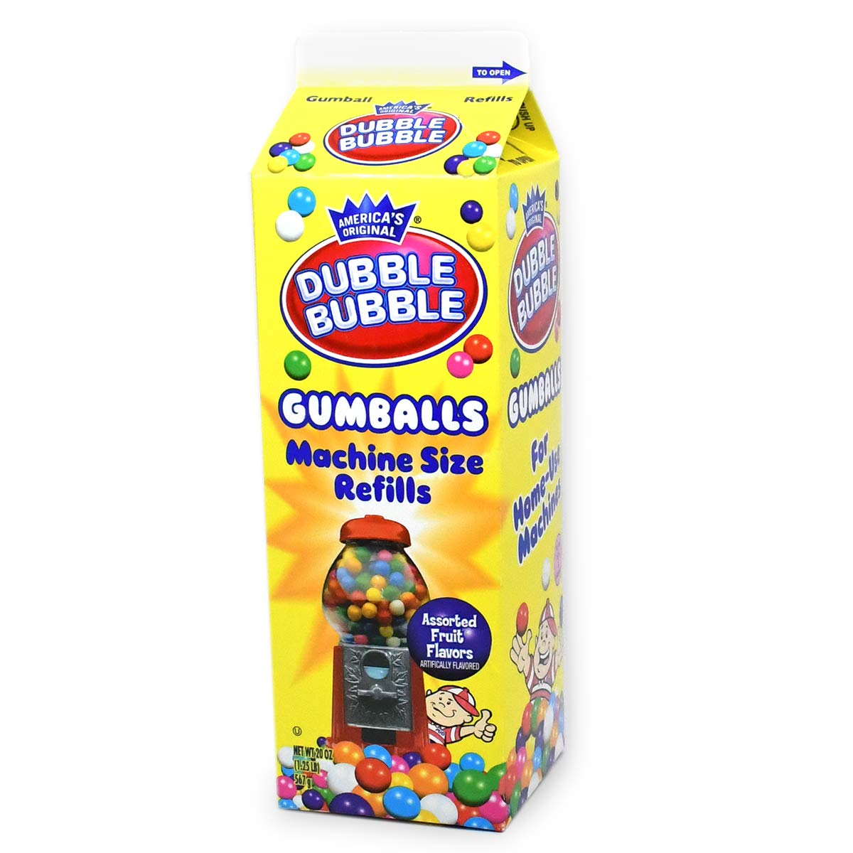 Dubble Bubble Gumball Machine Refill Carton - Bulk Bubblegum Balls - .625 Inch Assorted Gumballs for Small Mini Candy Dispenser - 20 Ounce