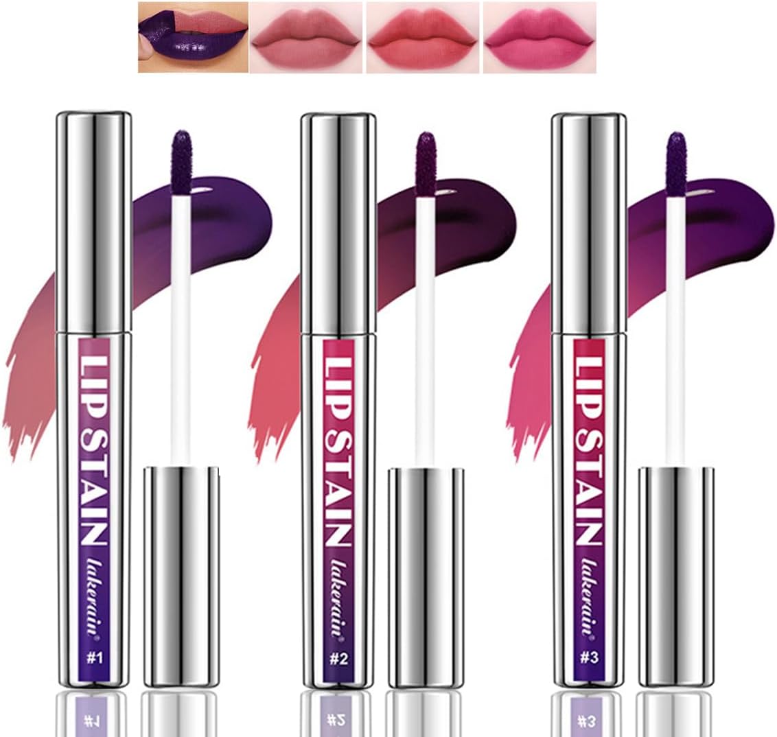 Baorder 3PCS Peel Off Lip Liner Stain,Matte Peel Off Lip Gloss,Highly Pigmented Long Lasting Lip Stain Peel Off,Peel Off Lip Tint Stain Non-Stick Liquid Lipstick Lip Stain Liner