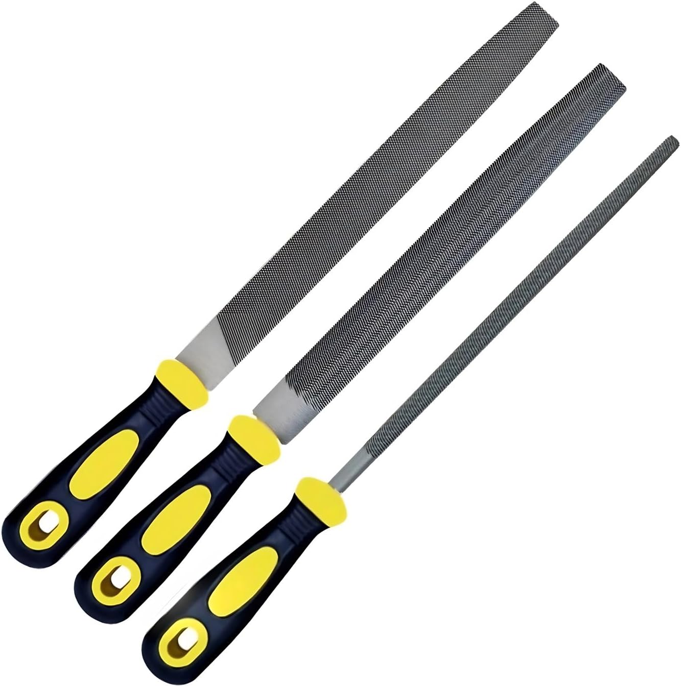 3 pcs Metal File Set, 8-inch,Professional Carbon Steel File, Includes Flat/Half-Round/Round,Work for Metal, Wood