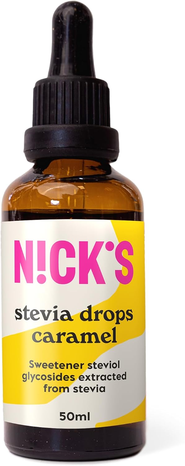 NICKS Caramel Stevia Drops (50ml) Sugar Free Zero Calorie Liquid Flavoured Keto Sweetener Gluten Free Low Carb Sugar Substitute Alternative