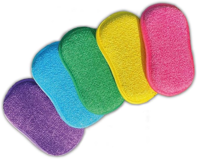 EPONGENIO MYBO TV Sponge Double Sided Reusable Machine Washable Scratch Resistant Multicolor 11x17cm Pack of 5