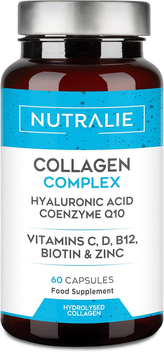 Collagen Hyaluronic Acid - Hydrolysed + Biotin and Q10 - Vitamins C, D, B12 and Zinc - Collagen Complex - 60 Capsules Nutralie