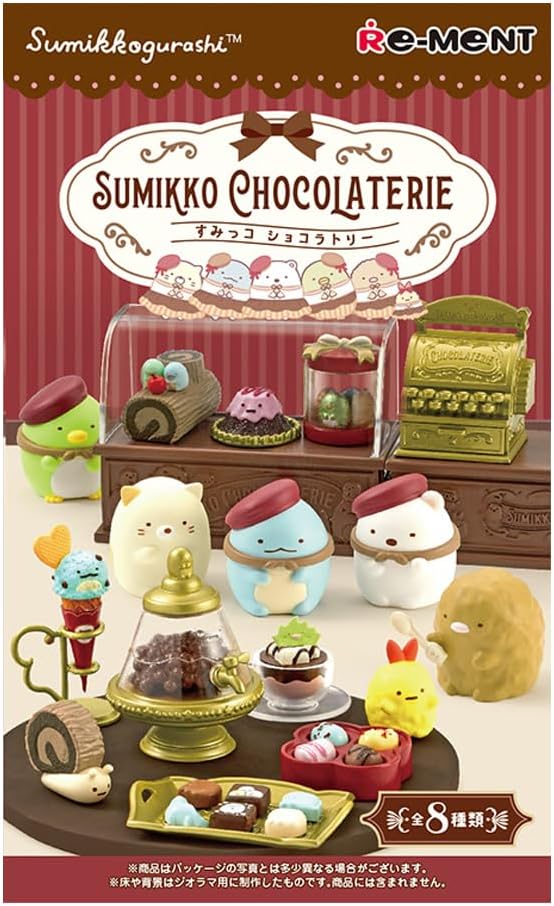 Starry Mart Re-Ment Sumikko Gurashi Chocolaterie Mystery Box - Includes 1 of 8 Collectible Mini Figurines - Fun and Versatile Decoration (Random Design)