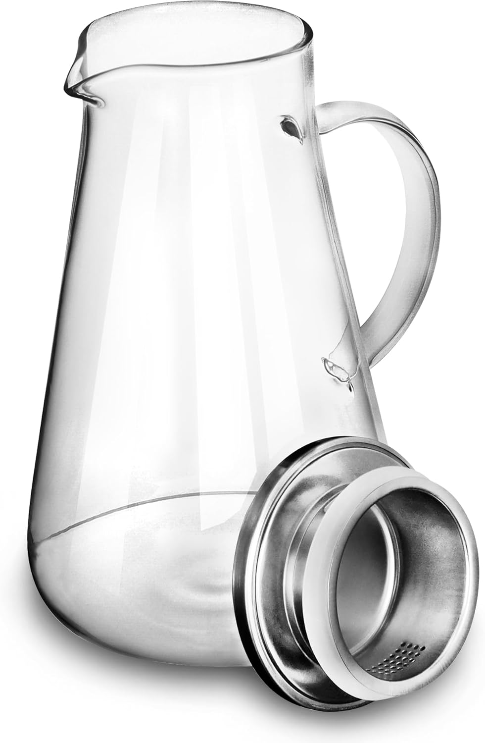 QWORK® 2.0 Litre Glass Jug with Lid, Heat Resistant Borosilicate Glass Carafe, for Hot/Cold Water