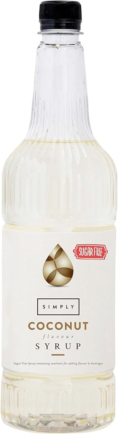 Simply Sugar Free Coconut Syrup, Low Calorie, Vegan & Nut Free Flavoured Syrup for Coffee, Cocktails & Baking (1 Litre)