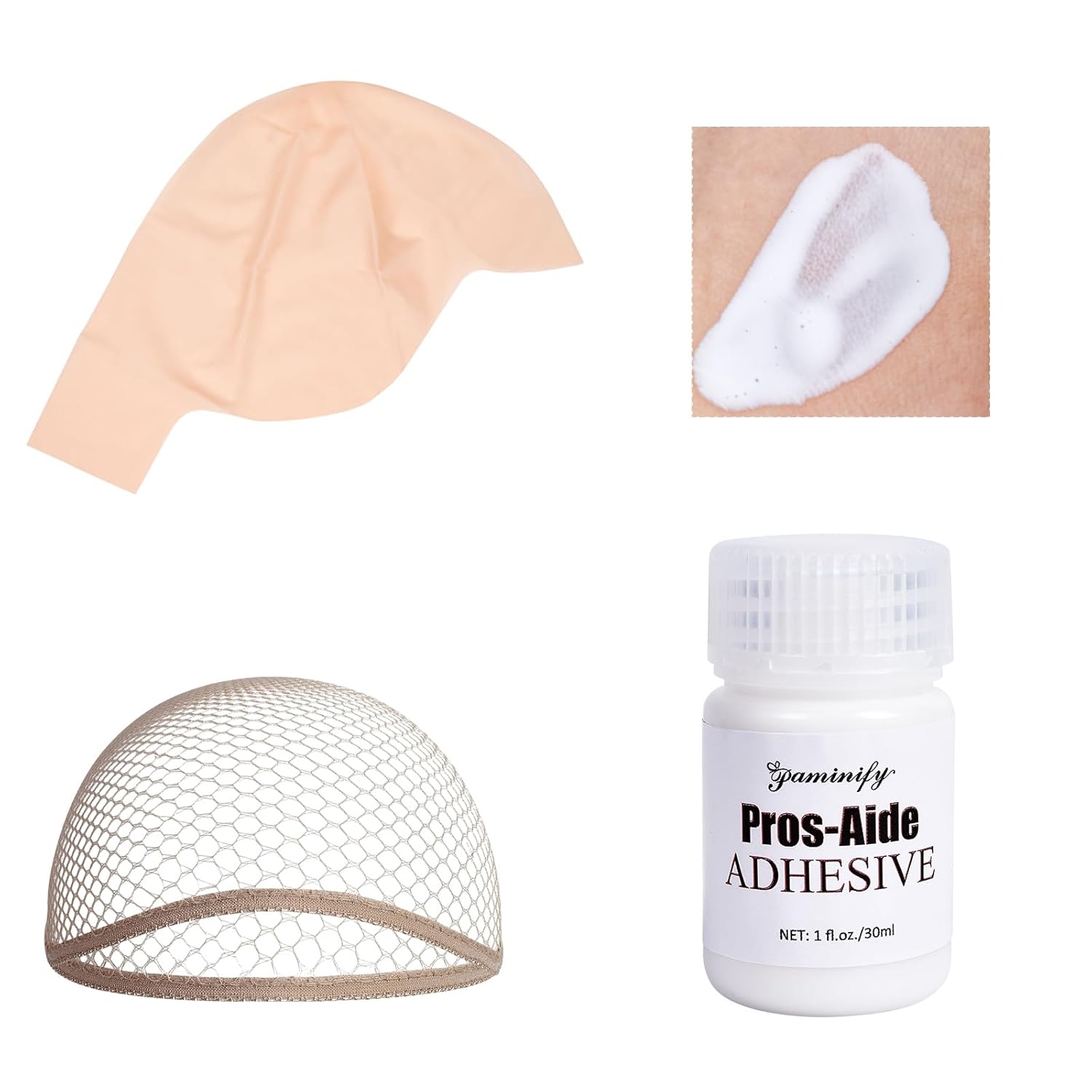 Medium Latex Bald Cap SFX Makeup Kit,Bald Wig Cap with Skin Water-Based Pros-Aide Adhesive (Bonding Skin Glue) for Women & Kids,Perfect for Halloween Costumes, Cosplay, and Theater