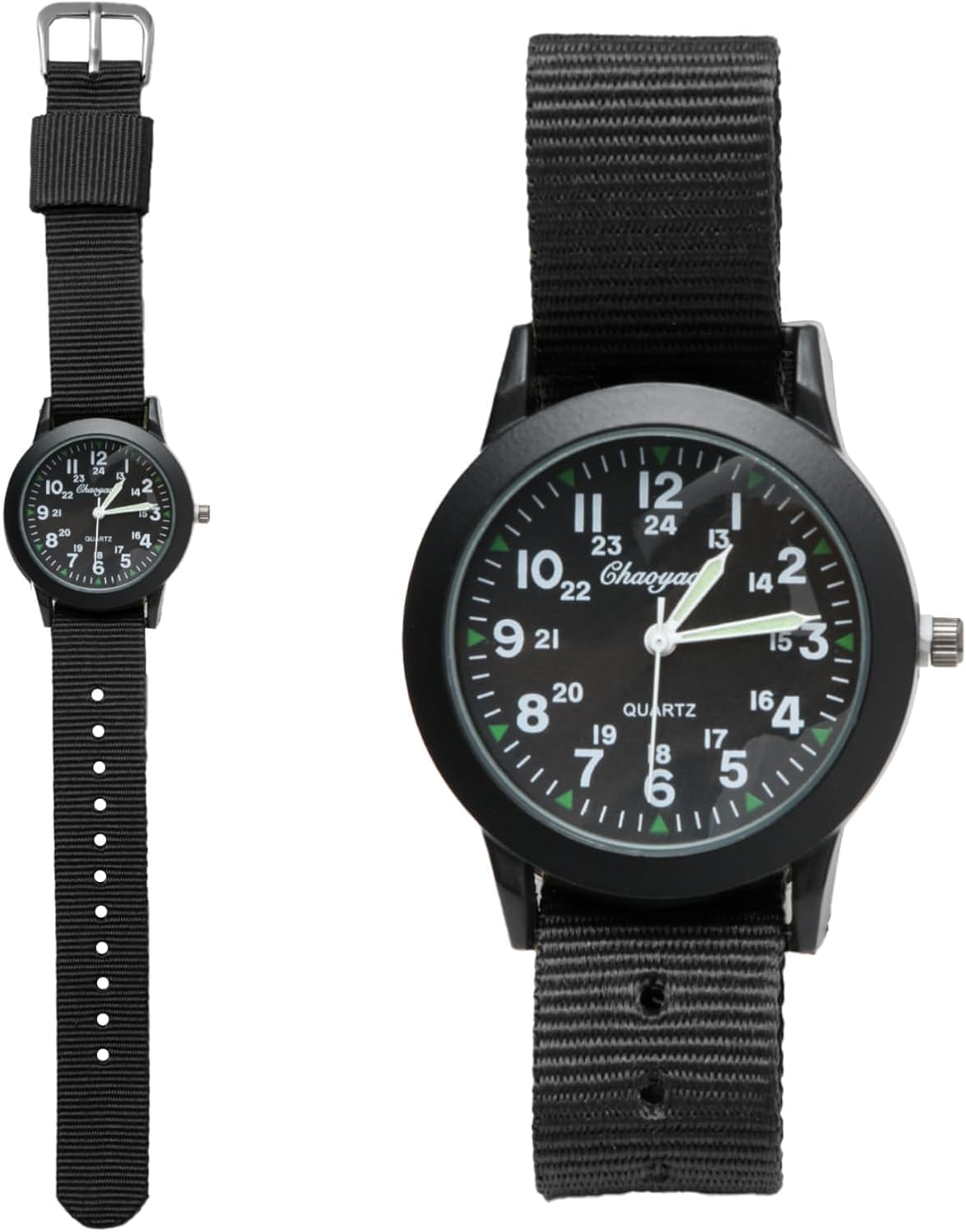 Military Watches for Men Mens Watches Men's Field Wrist Watch Analogue Quartz Watch Durable Outdoor Sport Black Wristwatch, Glow in The Dark, Minimalist Nylon Strap Affordable Tactical Army Watch